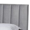 Baxton Studio Clare Grey Velvet Queen Size Panel Bed with Channel Tufted Headboard 163-10502
